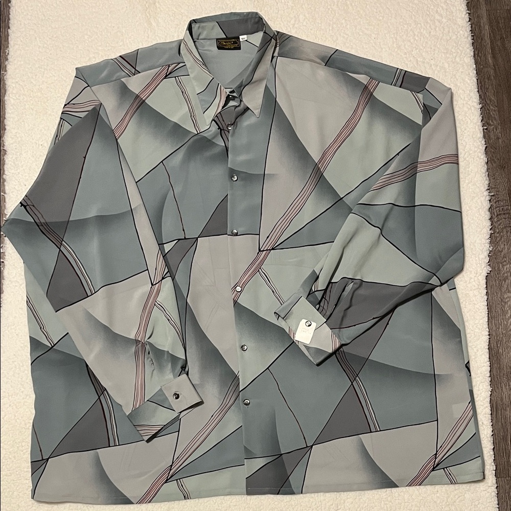 Men's Geometric Pattern Shirt in Gray by Geoffrey Beene